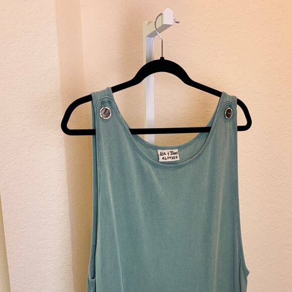 Liz & Jane Clothes Green Sleeveless Cotton Casual Maxi Dress Size Medium Large - Picture 3 of 6